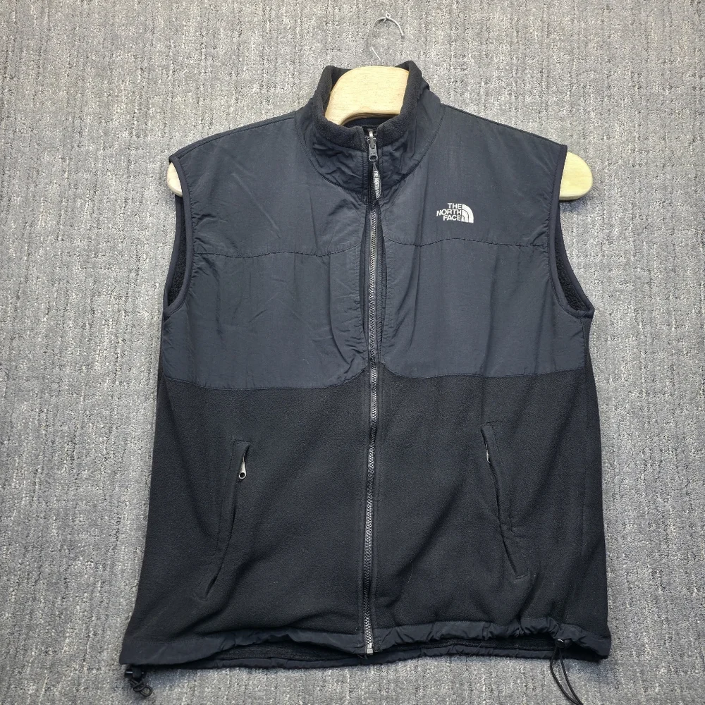 The North Face Denali Fleece Vest Men's XL‎ Black Sherpa Lined Full Zip Flawed